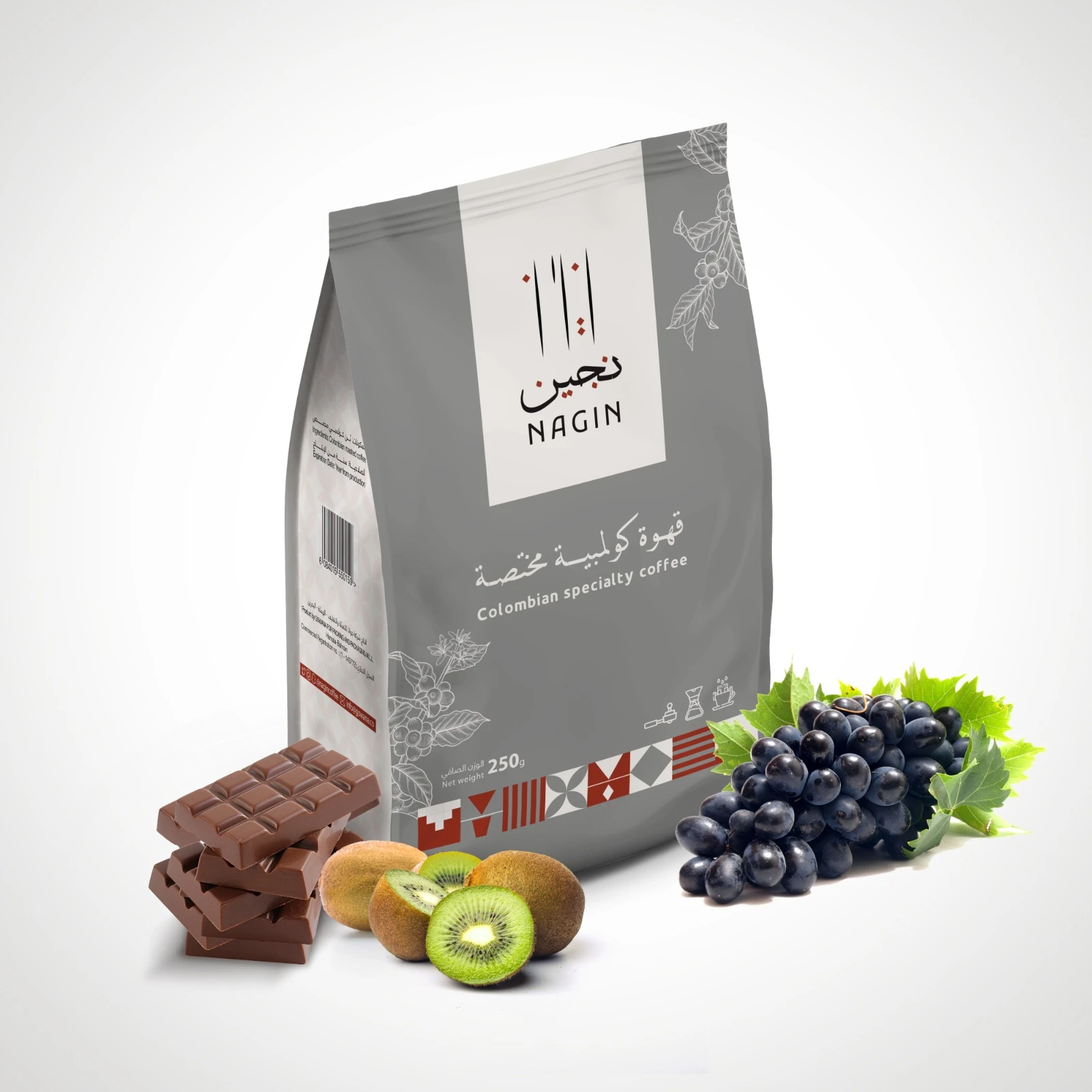 حبوب قهوة مختصة كولومبية معززه بالعنب ٢٥٠ جرام